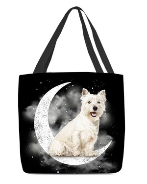 West Highland White Terrier 2 Sit On The Moon With Starts-Cloth Tote Bag