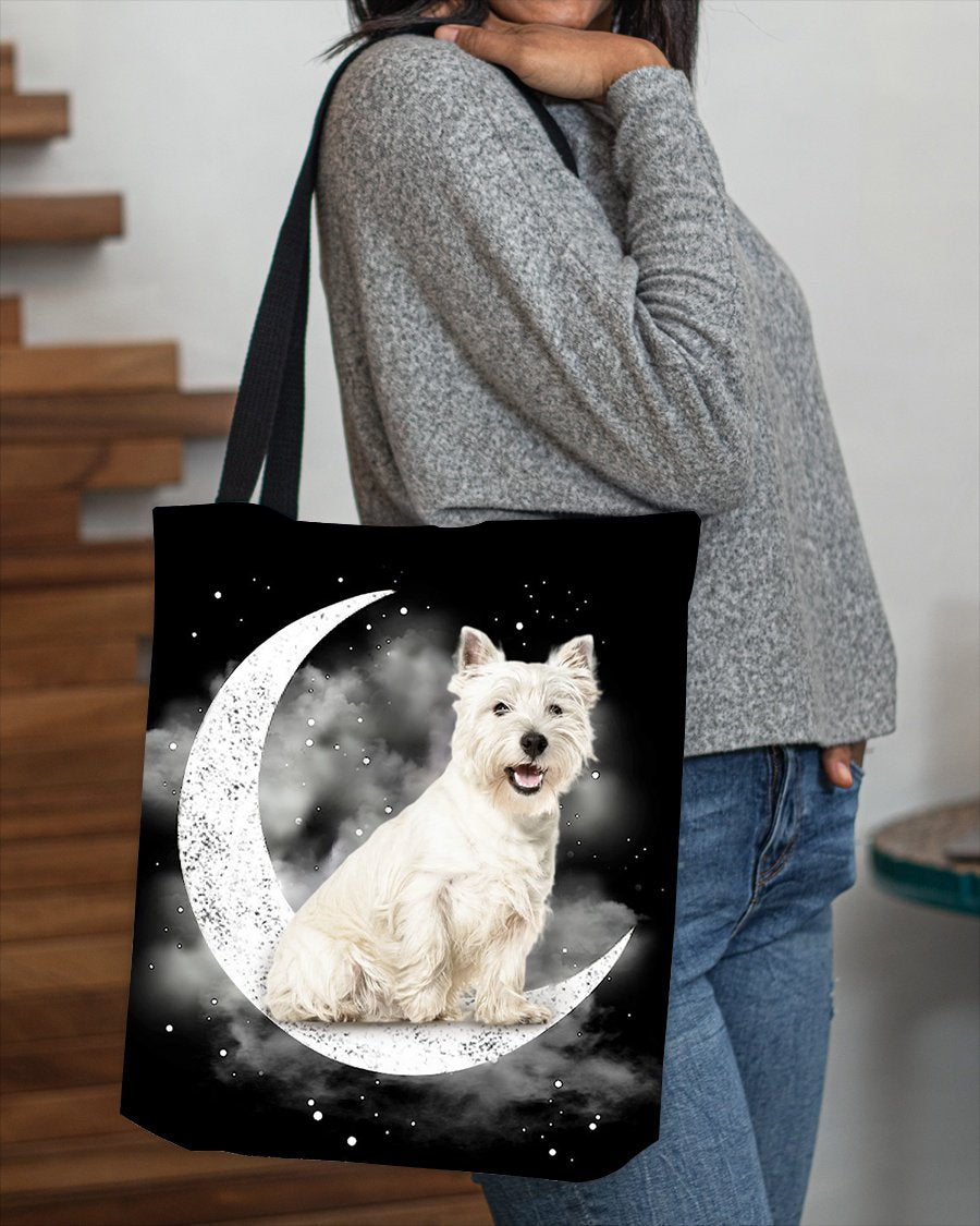 West Highland White Terrier 2 Sit On The Moon With Starts-Cloth Tote Bag