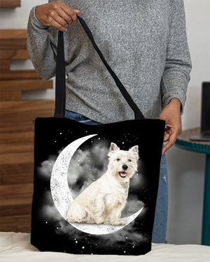 West Highland White Terrier 2 Sit On The Moon With Starts-Cloth Tote Bag