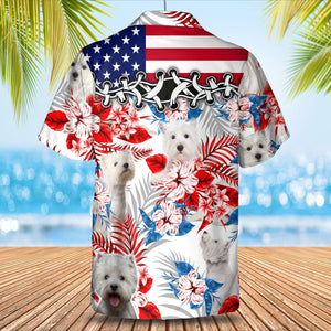 West Highland White Terrier American Flag Hawaiian Shirt