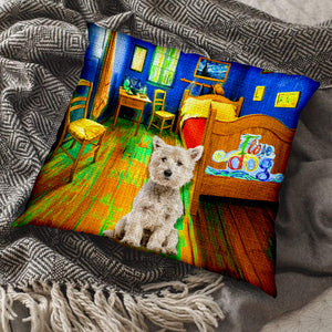 West Highland White Terrier In the Bedroom-Pillow Case