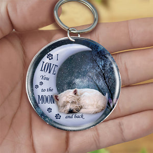 West Highland White Terrier Moon Back-Round Resin Epoxy Metal Keychain