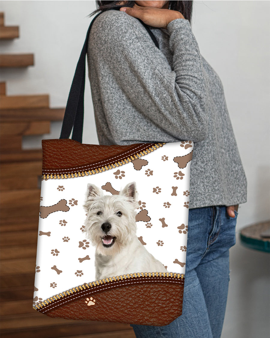 West Highland White Terrier (2)-Zipper Texture-Cloth Tote Bag