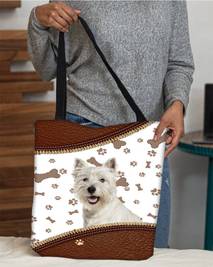 West Highland White Terrier (2)-Zipper Texture-Cloth Tote Bag