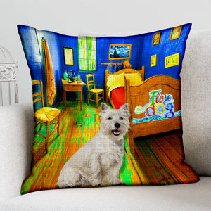 West Highland White Terrier (2) In the Bedroom-Pillow Case