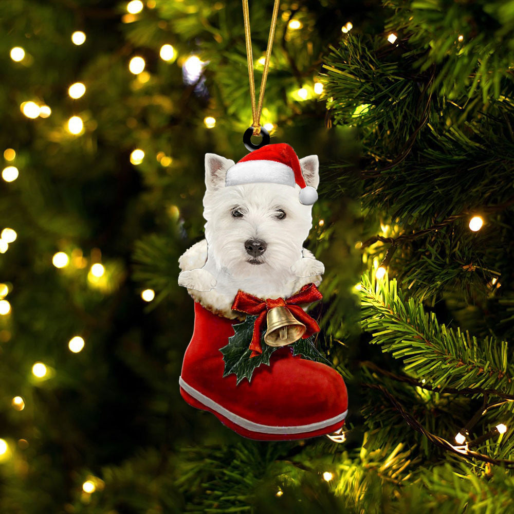 West Highland White Terrier (3)-1-In Santa Boot Christmas-Two Sided Ornament
