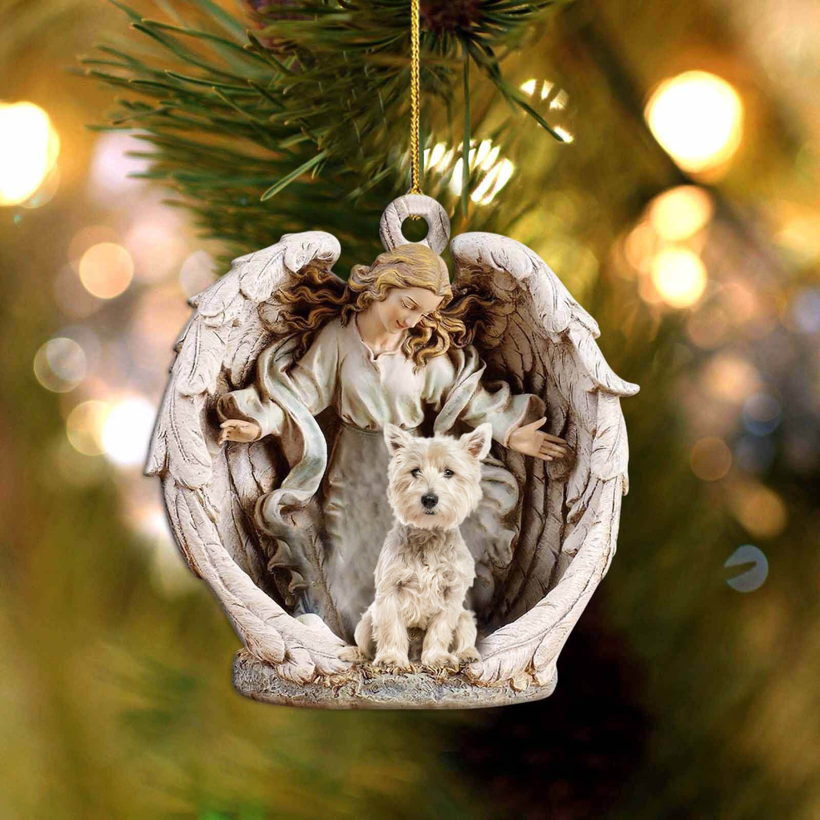 West Highland White Terrier (7)-Angel Hug Winter Love Two Sided Ornament