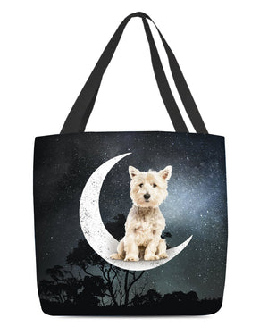 West Highland White Terrier (7)-Sit On The Moon-Cloth Tote Bag