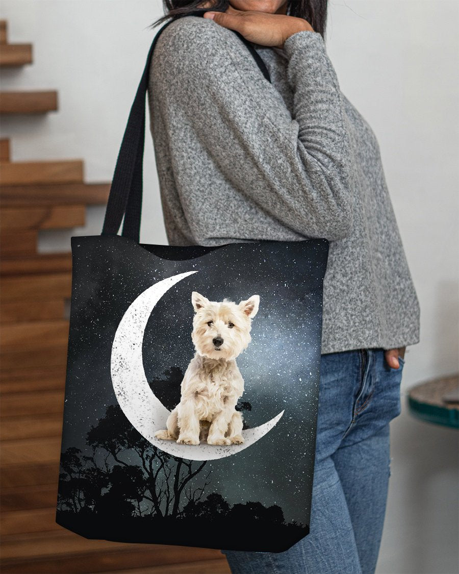 West Highland White Terrier (7)-Sit On The Moon-Cloth Tote Bag