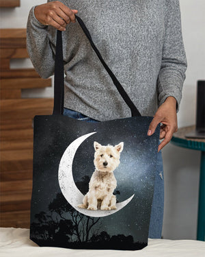 West Highland White Terrier (7)-Sit On The Moon-Cloth Tote Bag