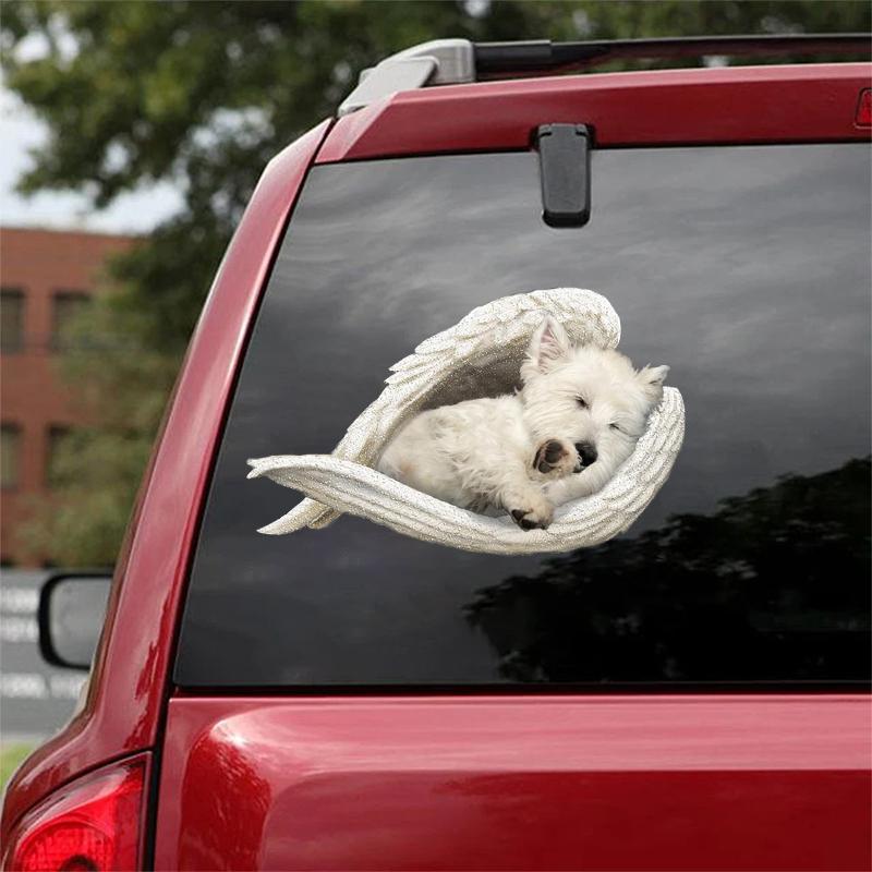 West highland white terrier-sleeping angel CAR STICKER