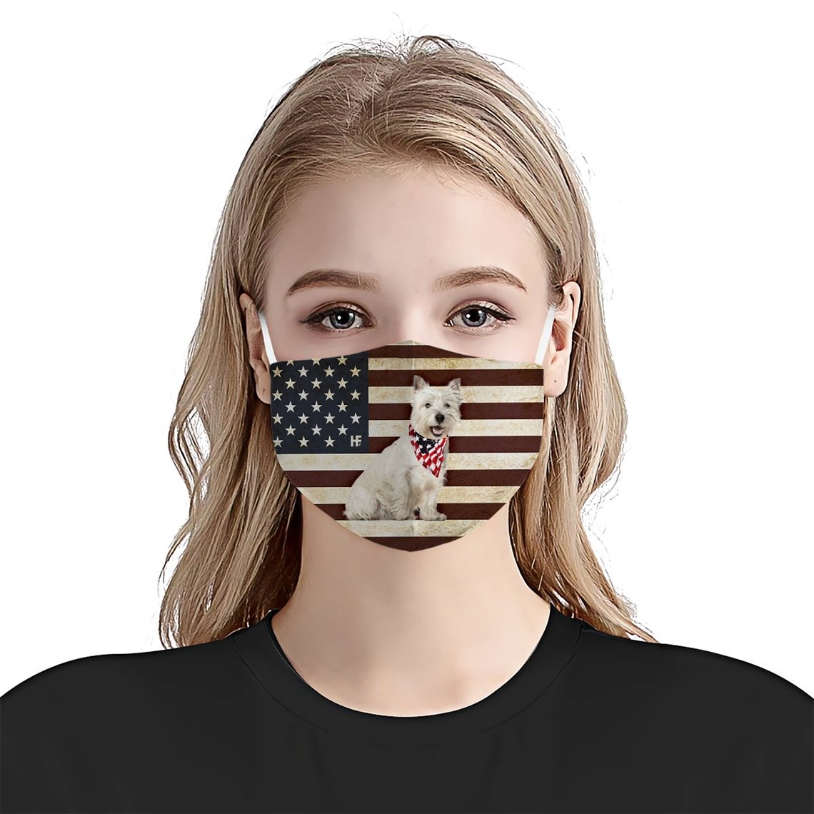 Westie American Flag EZ03 1105 Face Mask