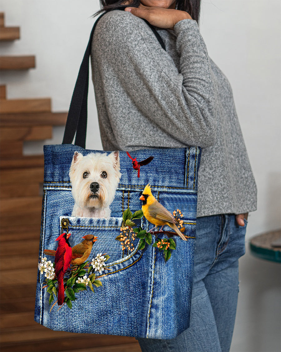 Westie-Cardinal & Dog Cloth Tote Bag