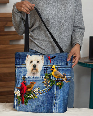 Westie-Cardinal & Dog Cloth Tote Bag