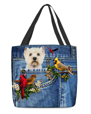 Westie-Cardinal & Dog Cloth Tote Bag