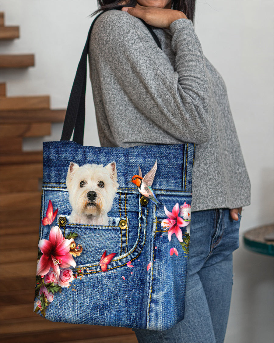 Westie-Lily Cloth Tote Bag