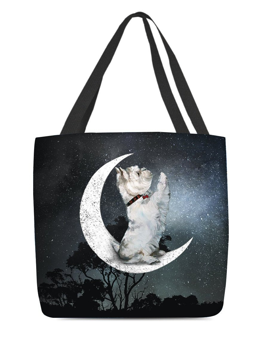 Westie-Sit On The Moon-Cloth Tote Bag