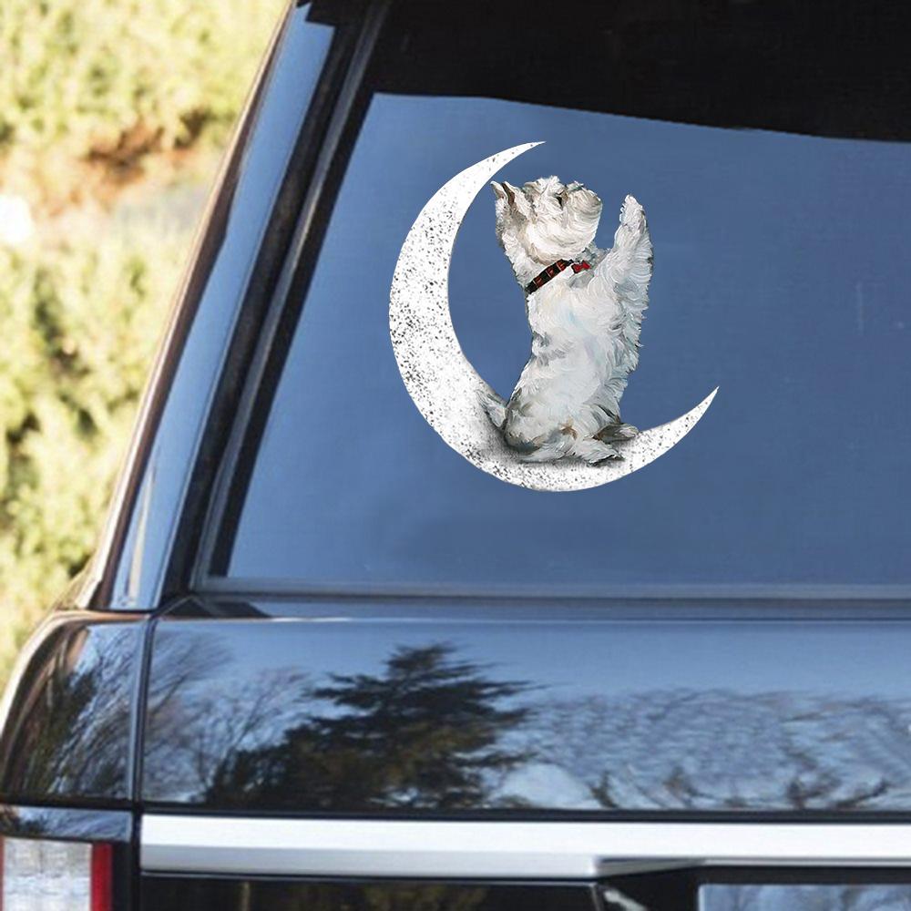 Westie-Sit On The Moon Decal