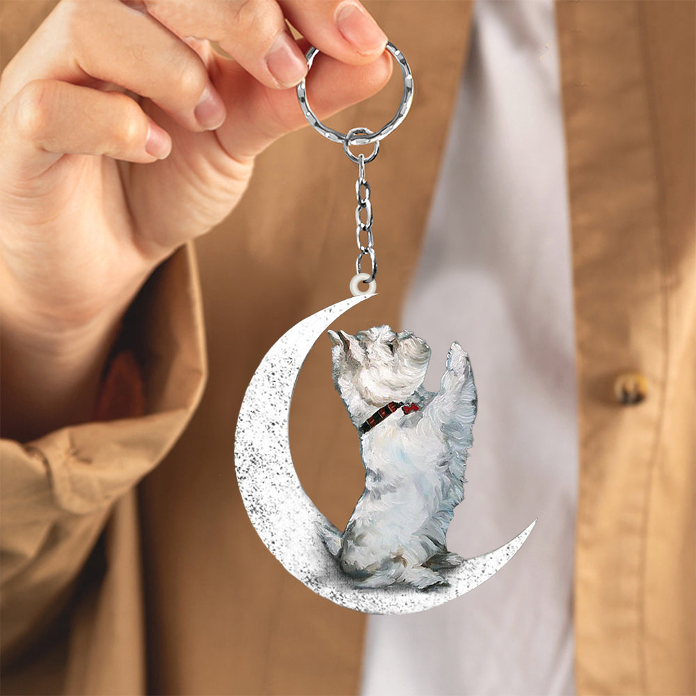 Westie-Sit On The Moon Keychain