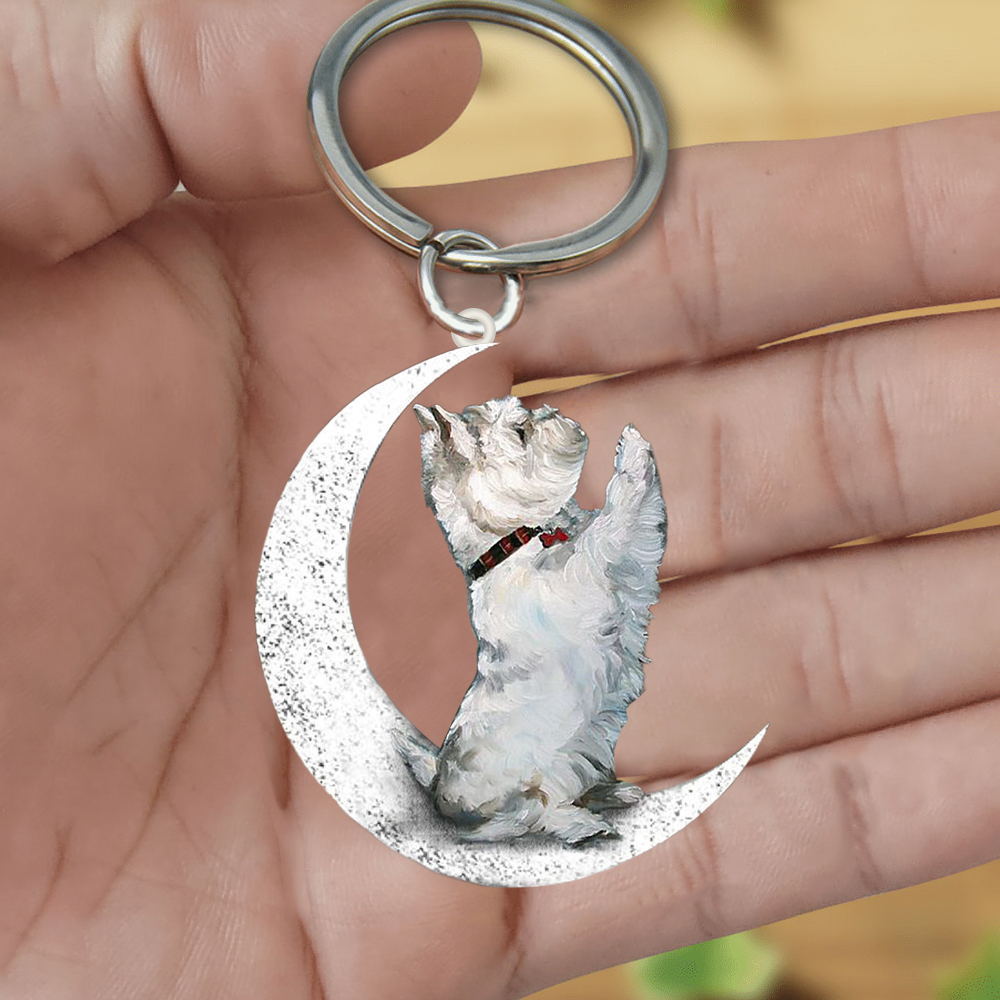Westie-Sit On The Moon Keychain