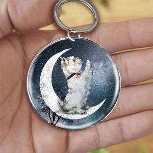 Westie-Stars and Moon-Round Resin Epoxy Metal Keychain