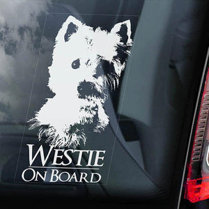 Westie on Board-Car Window Sticker-Dog Sign Decal