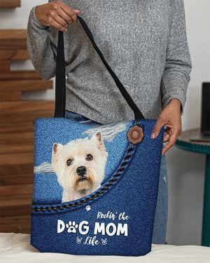 Westie-Dog Mom Life-Cloth Tote Bag