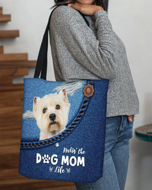 Westie-Dog Mom Life-Cloth Tote Bag