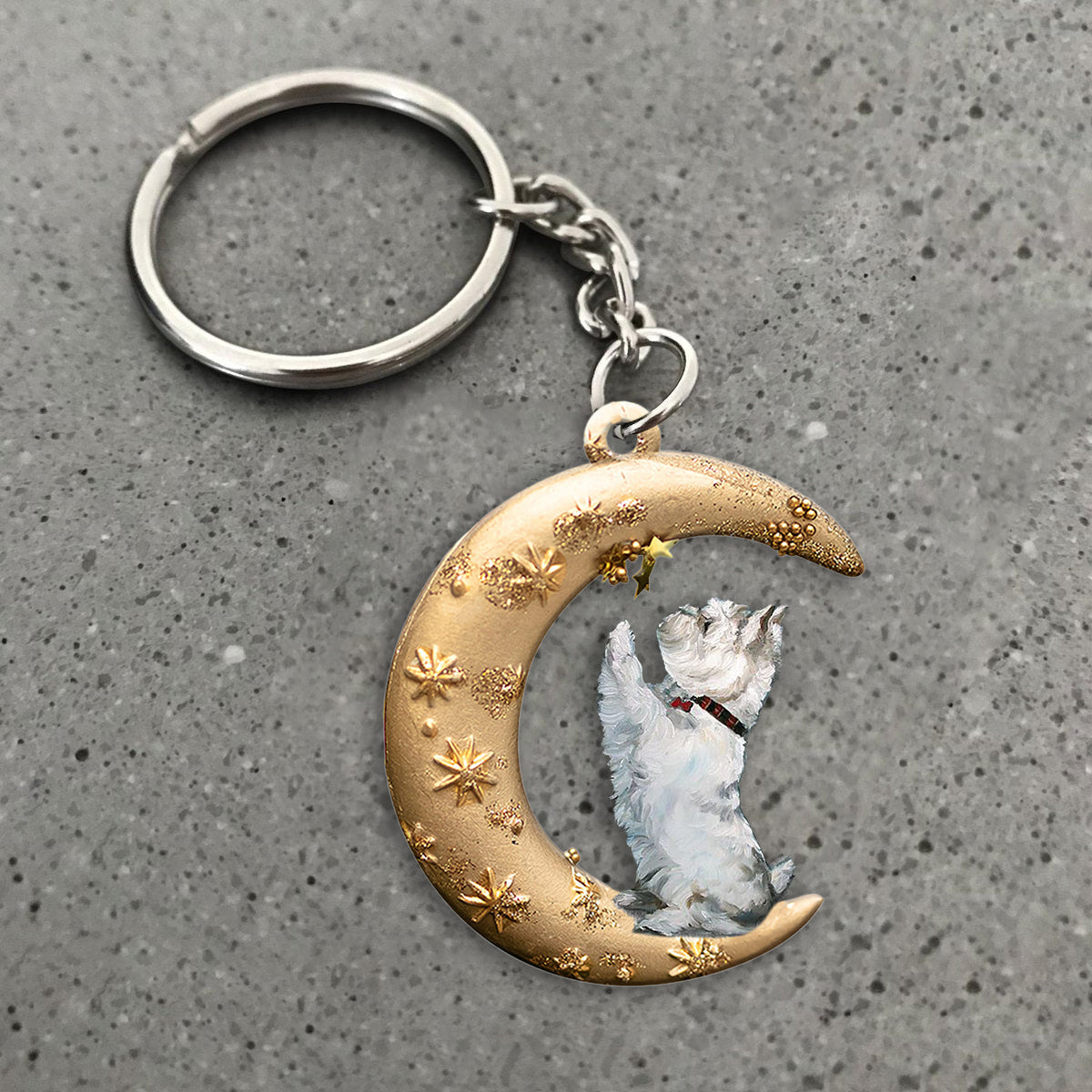 Westie -Dog & Moon Flat Acrylic Keychain