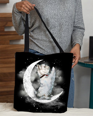 Westie Sit On The Moon With Starts-Cloth Tote Bag