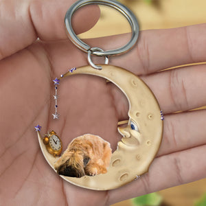 Wheaten Terrier-Sleeping on the moon Keychain