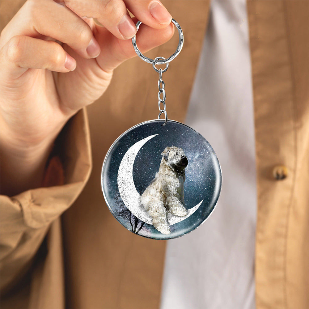 Wheaten Terrier-Stars and Moon-Round Resin Epoxy Metal Keychain