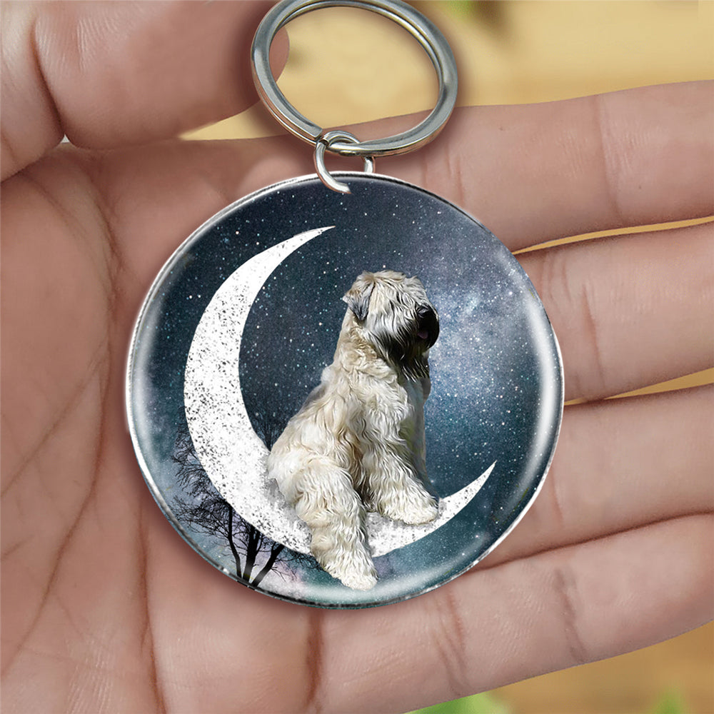 Wheaten Terrier-Stars and Moon-Round Resin Epoxy Metal Keychain