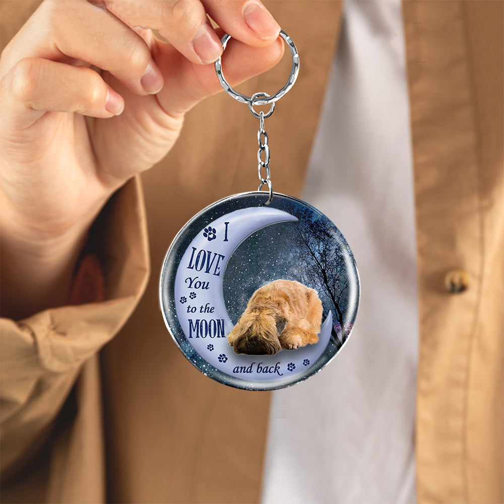 Wheaten Terrier Moon Back-Round Resin Epoxy Metal Keychain