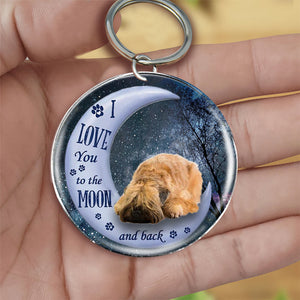 Wheaten Terrier Moon Back-Round Resin Epoxy Metal Keychain
