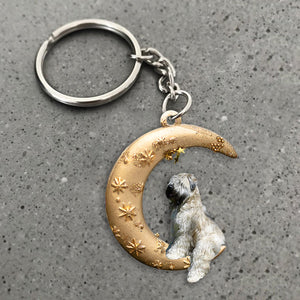 Wheaten Terrier-Dog & Moon Flat Acrylic Keychain