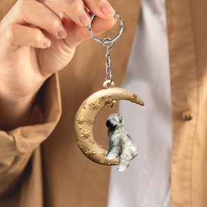 Wheaten Terrier-Dog & Moon Flat Acrylic Keychain