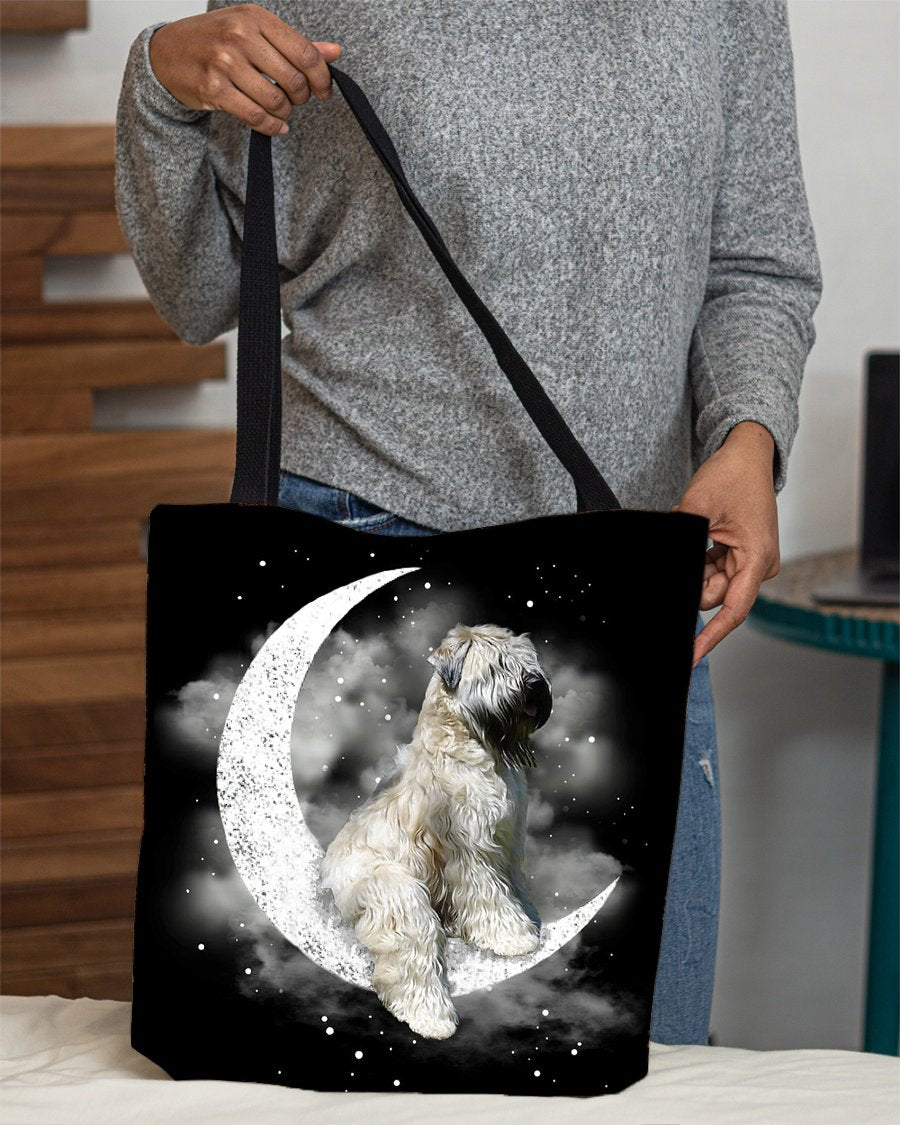Wheaten Terrier Sit On The Moon With Starts-Cloth Tote Bag