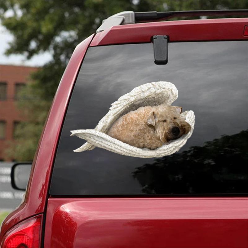 Wheaten Terrier-sleeping angel CAR STICKER