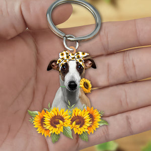 Whippet-Dog Mom Keychain