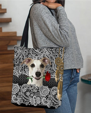 Whippet-Rose Cloth Tote Bag