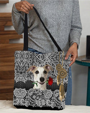 Whippet-Rose Cloth Tote Bag