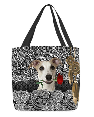 Whippet-Rose Cloth Tote Bag