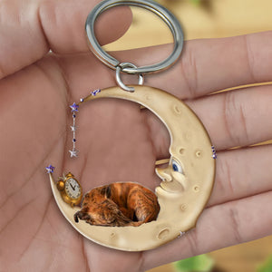 Whippet-Sleeping on the moon Keychain