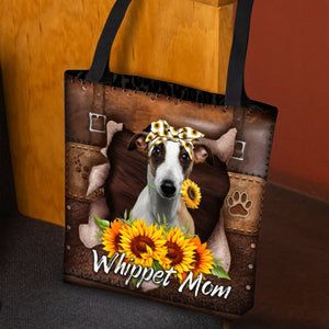 Whippet-Sunflower&Dog Mom Cloth Tote Bag