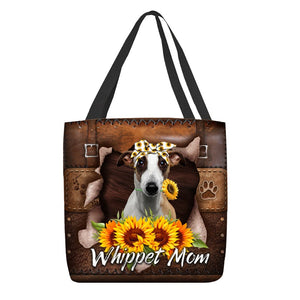 Whippet-Sunflower&Dog Mom Cloth Tote Bag