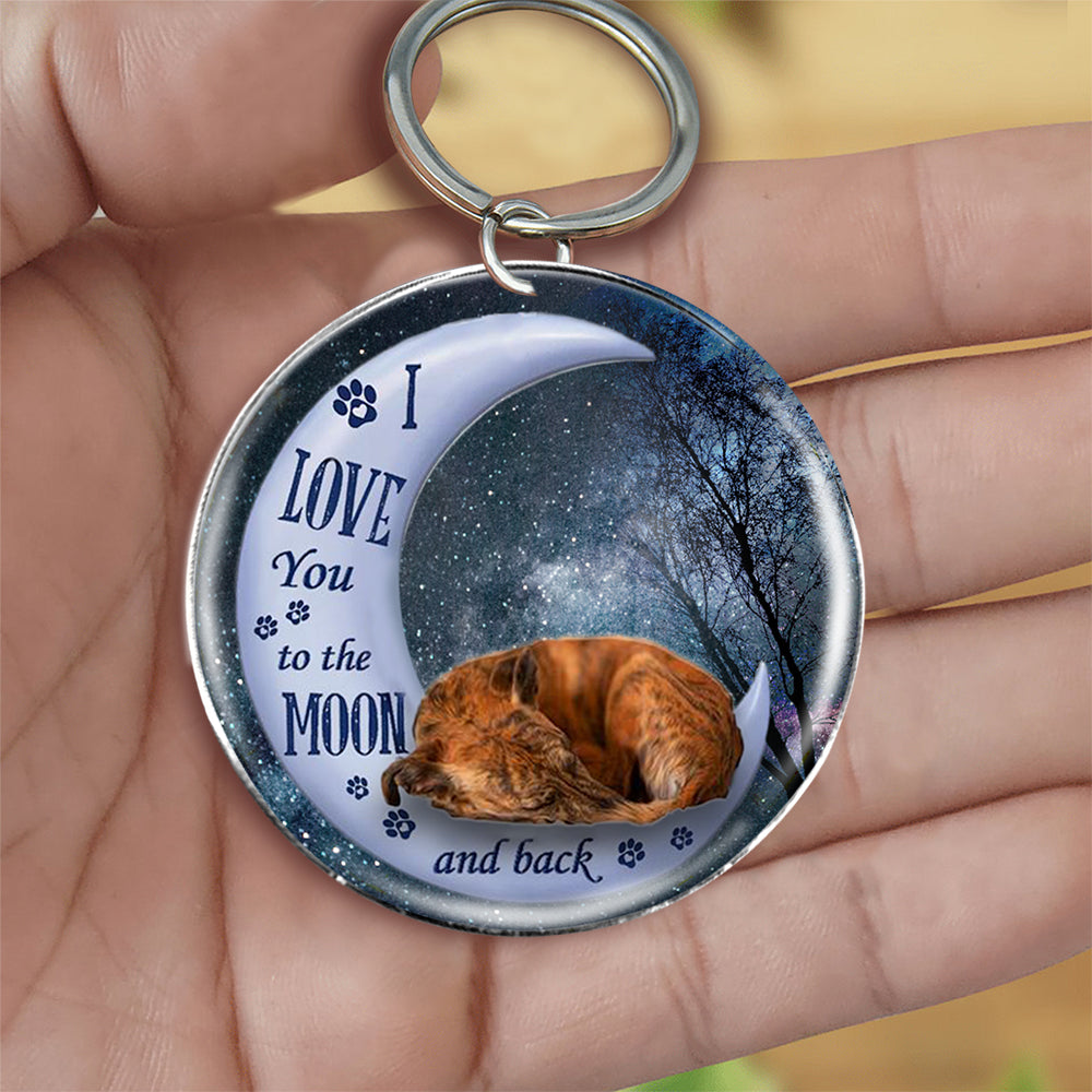 Whippet Moon Back-Round Resin Epoxy Metal Keychain