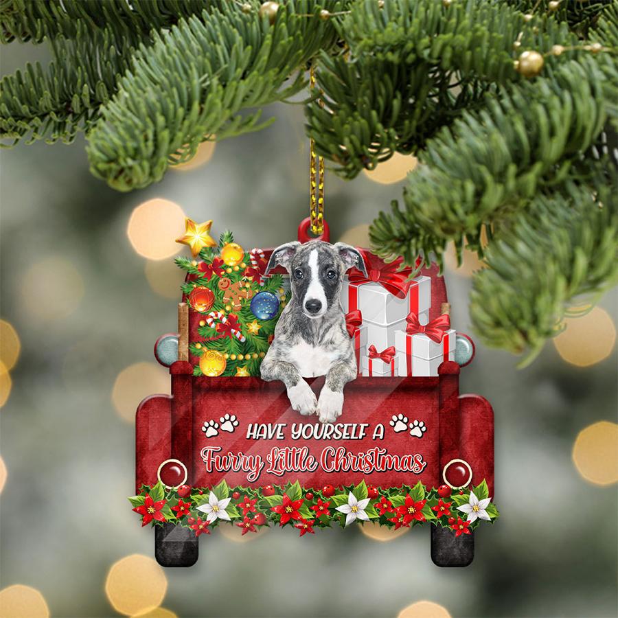 Whippet Sit On A Truck-Two Sided Ornament