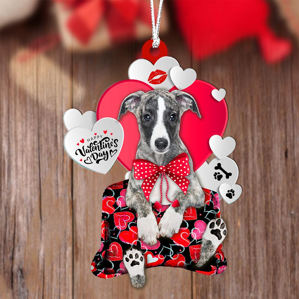 Whippet Valentine's Day Sleeping Bag-Two Sides Ornament