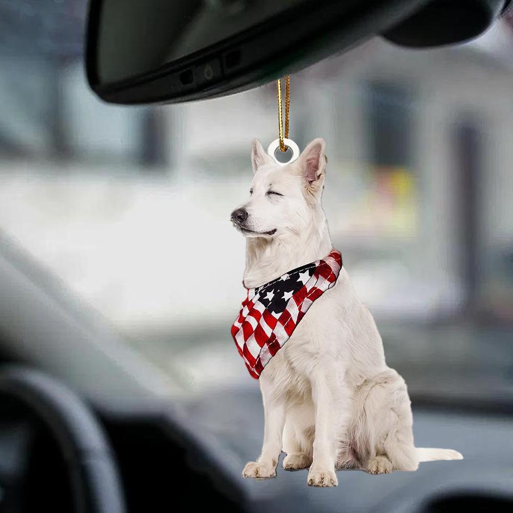 White German Shepherd American Patriot Flag Two Sided Ornament